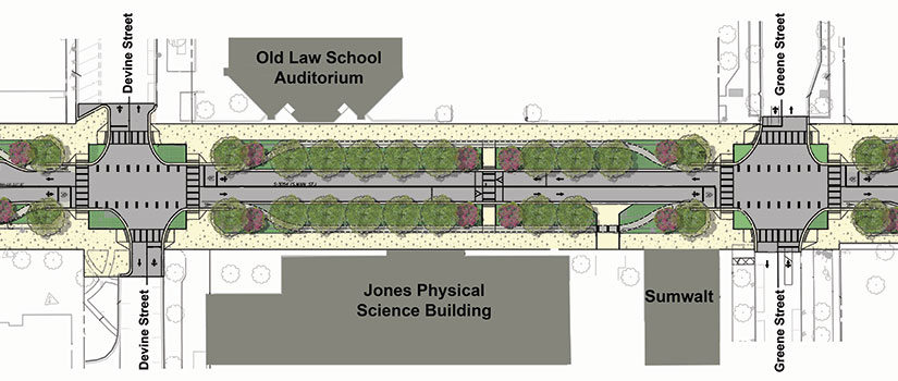 Overhead view of part of the South Main Street project