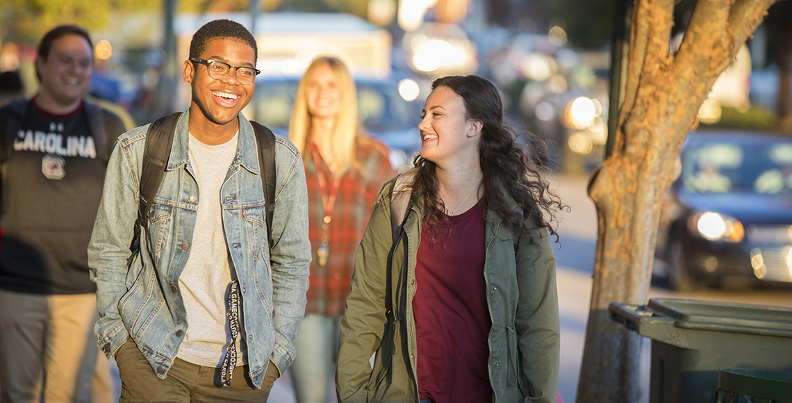 students walking in the Vista