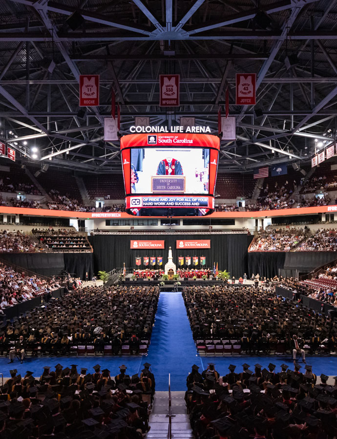 Interior of Colonial Life Arena during graduation