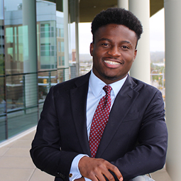 Photo of Abongwa Azeh in the Moore School courtyard