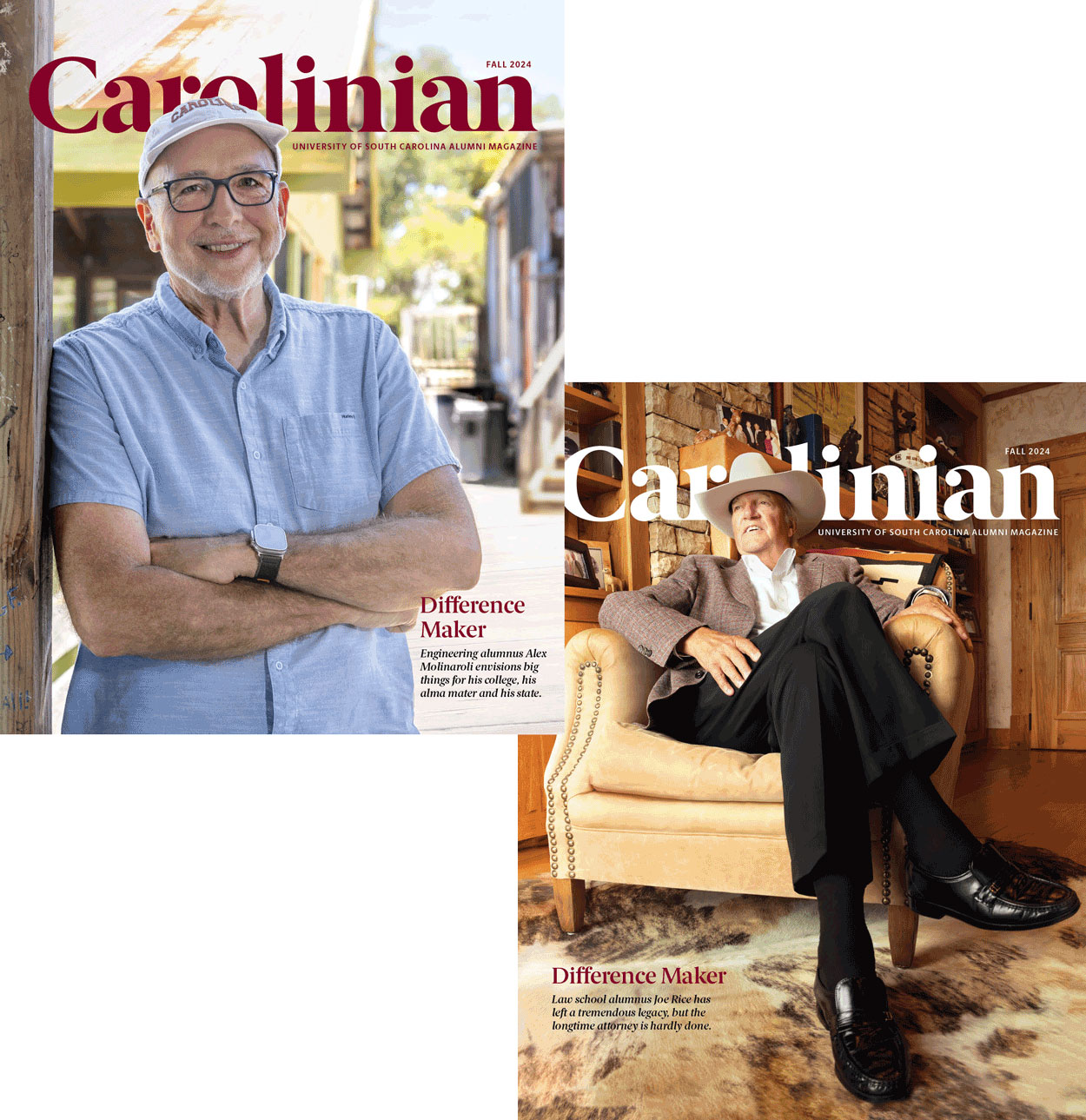 Cover of the Carolinian Magazine with an illustration of Kev Roche sitting in front of an easel eating cereal. 